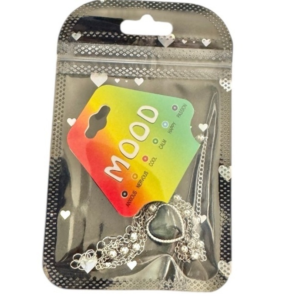 Mood Heart Pendant Necklace New Silver Tone Chain Color Changing Novelty Jewelry